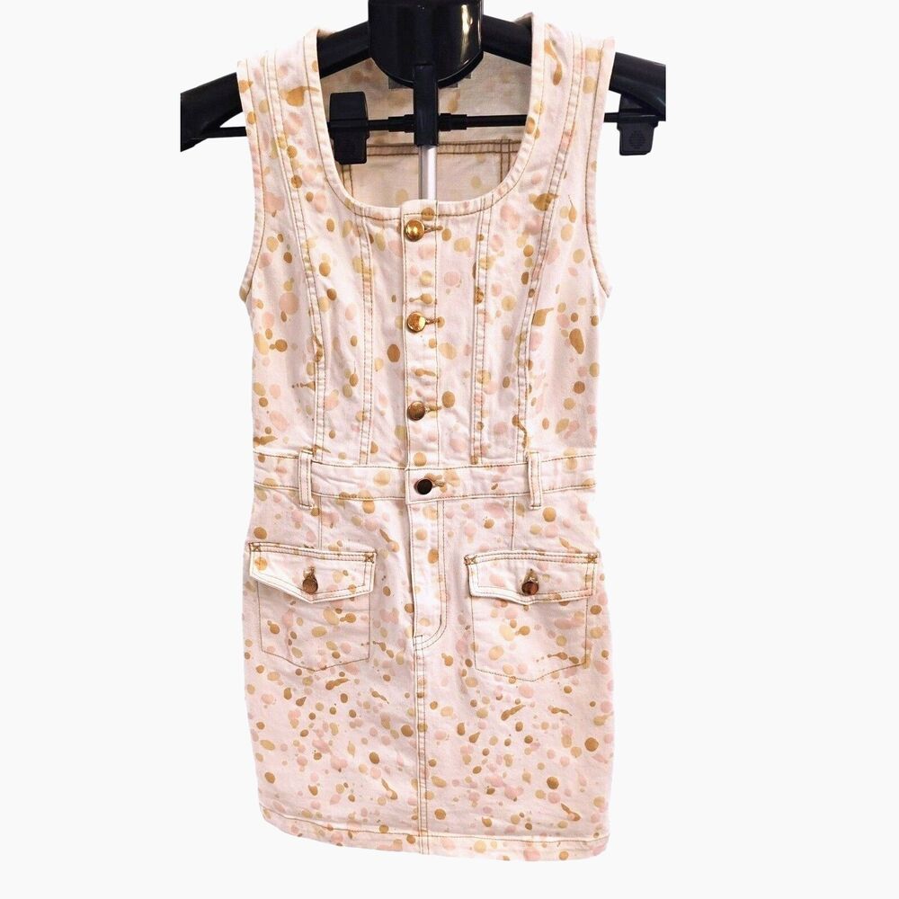 Rachel Antonoff Josh Mini Dress Size 4 Neopolitan Splatter Denim Button Front